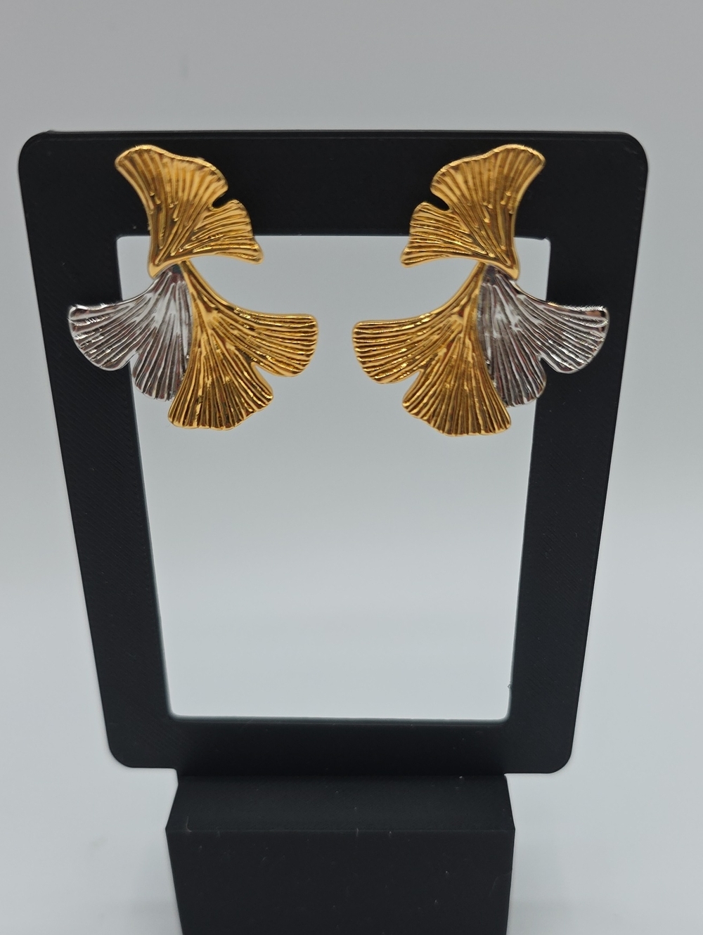 Youganna Two-Tone Gold & Silver Ginkgo Leaf Earrings - Elegant Women's Jewelry